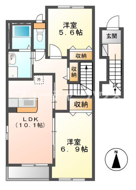 レヴァータ ドルチェ(2LDK/2階)の間取り写真