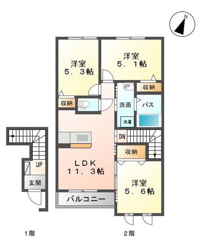 レフィーノ(2LDK/2階)の間取り写真