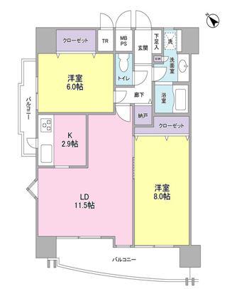 フラットパル山王(2LDK/7階)の間取り写真