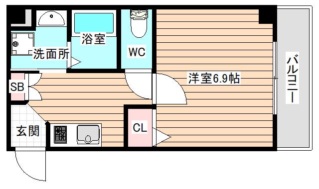 グランデュオM海老江(1K/7階)の間取り写真