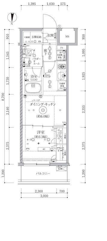 アルテシモ クレルトルテ(1DK/7階)の間取り写真