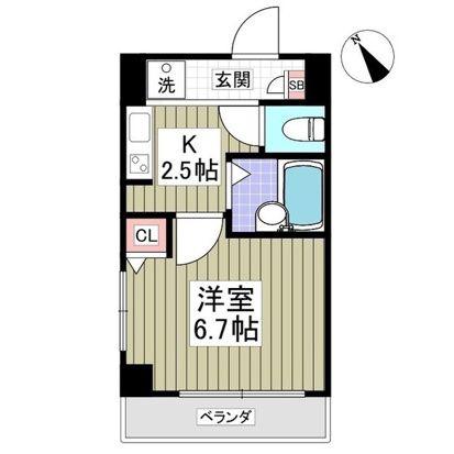シャトール田口東白楽(1K/3階)の間取り写真