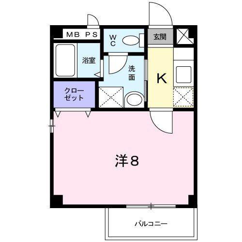 ハーモニーハウス(1K/1階)の間取り写真