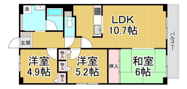 サンパティーク昆陽(3LDK/1階)の間取り写真
