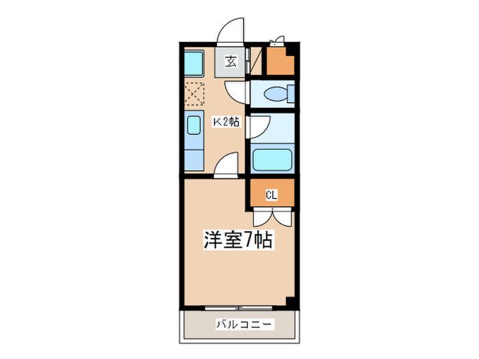 プランドール相模大野(1K/3階)の間取り写真