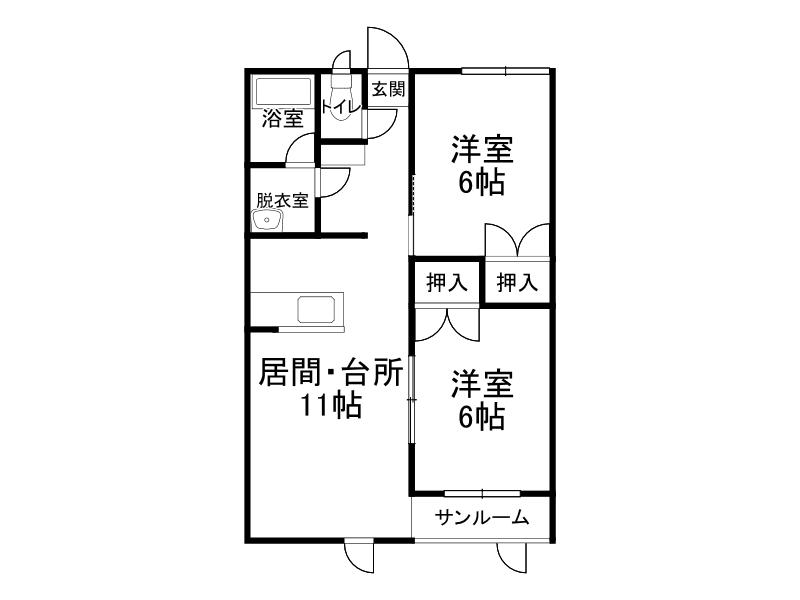 ピースフルタウンフェアリ(2LDK/2階)の間取り写真