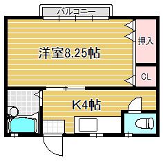 STUDIO DEMAIN(1K/2階)の間取り写真