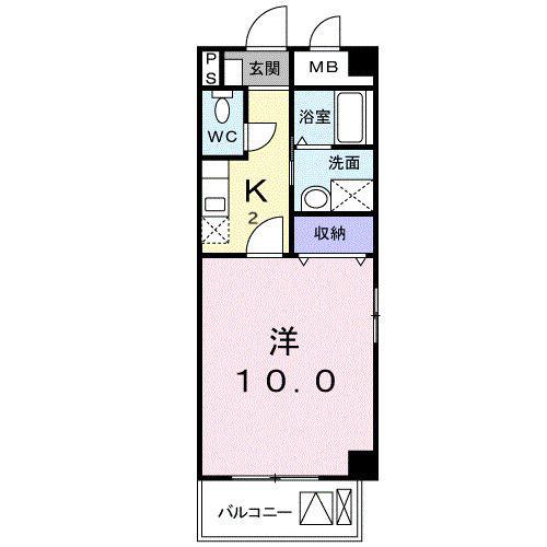 エス・ポ-ルト(1K/6階)の間取り写真