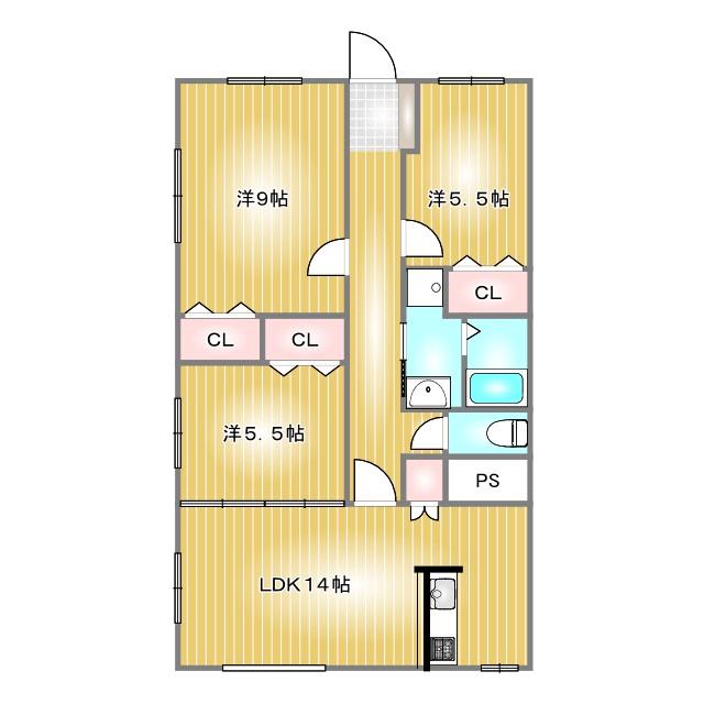 日新ビル(3LDK/2階)の間取り写真