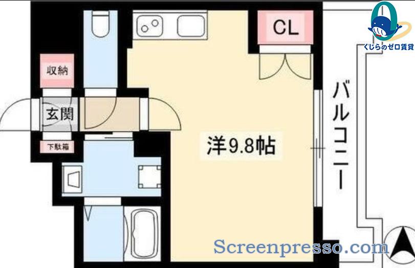 プレシャス鴨付(1K/2階)の間取り写真