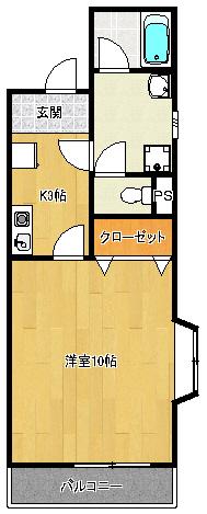 マンション R & J(1K/2階)の間取り写真