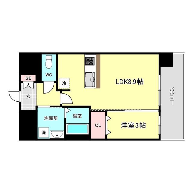 プレリス阿波座BLOOM(1LDK/12階)の間取り写真