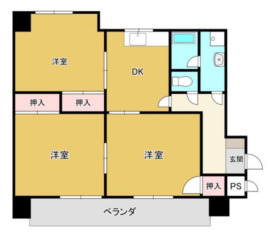 モリヤビル(3DK/4階)の間取り写真