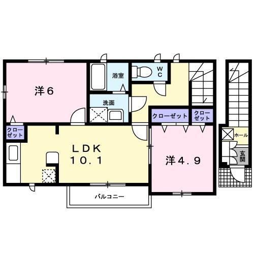ピュアメゾン(2LDK/2階)の間取り写真