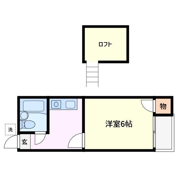 恒陽ハイツ(1K/2階)の間取り写真