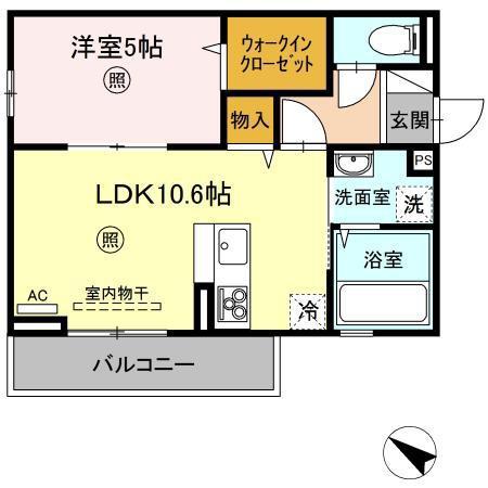 グラディート2(1LDK/3階)の間取り写真
