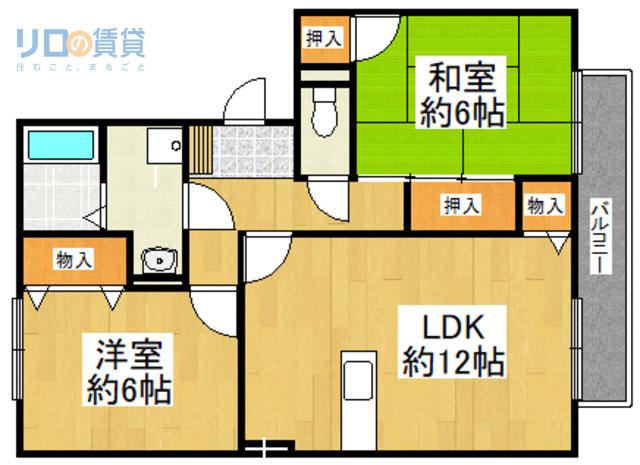 アビタシオン仁川II(2LDK/2階)の間取り写真