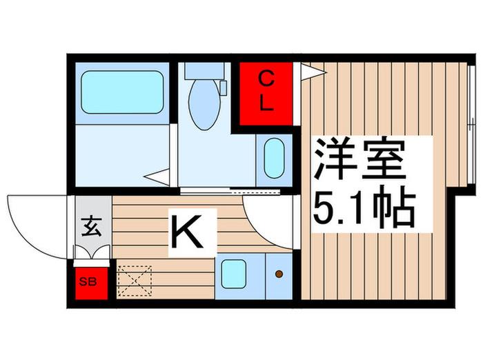 FERIO千住緑町(1K/2階)の間取り写真