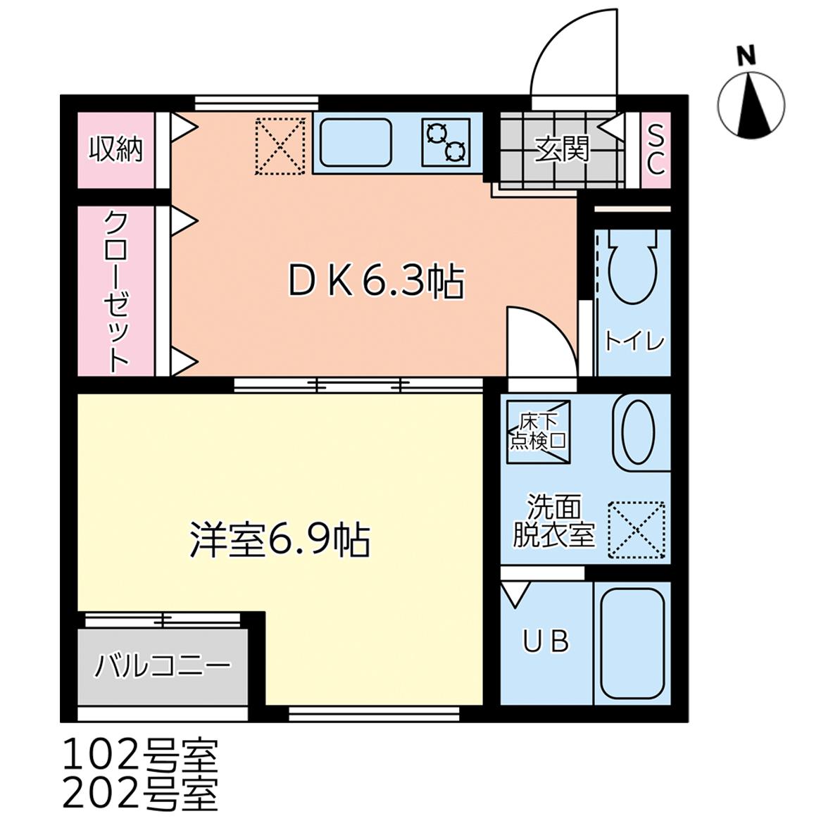 MAJOR城南(1DK/2階)の間取り写真