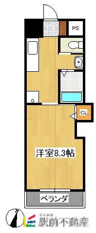 フロラシオンマンション(1K/4階)の間取り写真