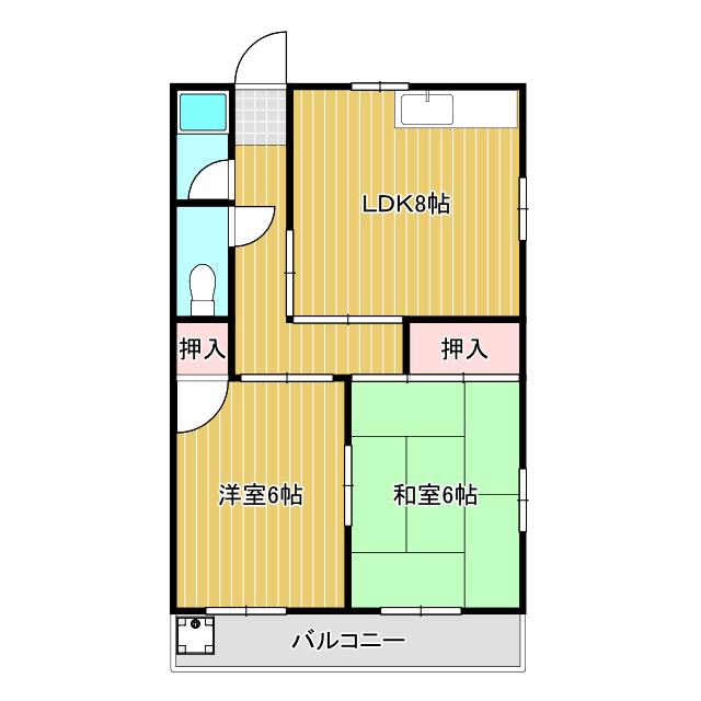明神マンション1号(2LDK/4階)の間取り写真