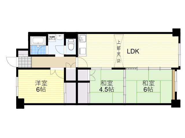 鴫野コーポ1号棟(3LDK/9階)の間取り写真
