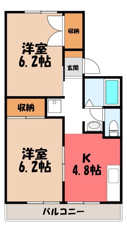 トロイメンドルフイプシロン A(2K/2階)の間取り写真