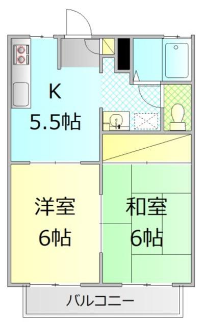 第3堂丸ハイツ(2K/2階)の間取り写真