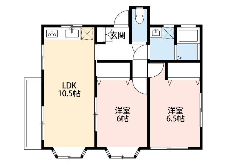 ユーソレイユ(2LDK/2階)の間取り写真