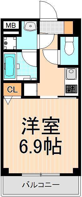 B`CASA VERDE(1K/5階)の間取り写真