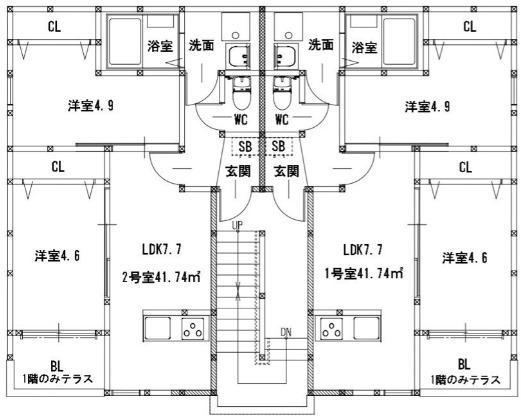 ノヴァイフ高木(2LDK/2階)の間取り写真