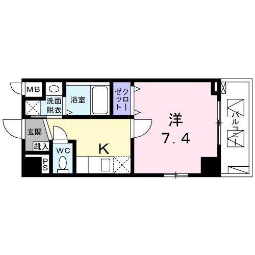 CASA CARO(1K/4階)の間取り写真