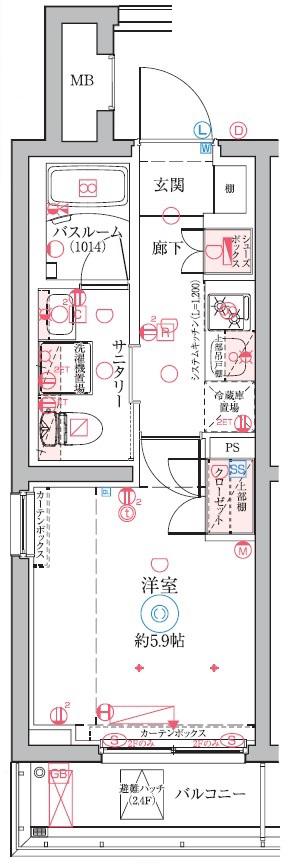 クレヴィスタ横浜鶴見(1K/3階)の間取り写真
