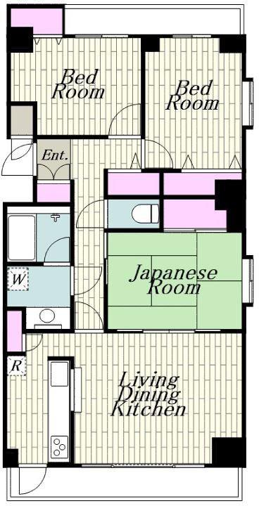 マンションオーク(3LDK/5階)の間取り写真