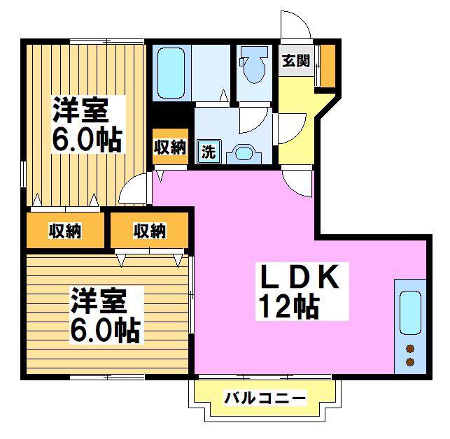 フロレスタ レシデンシアB(2LDK/1階)の間取り写真