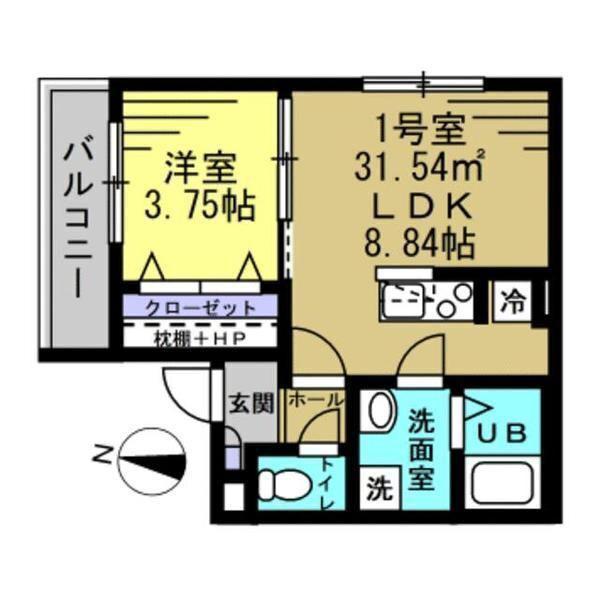 ERIS蘇我(1LDK/2階)の間取り写真