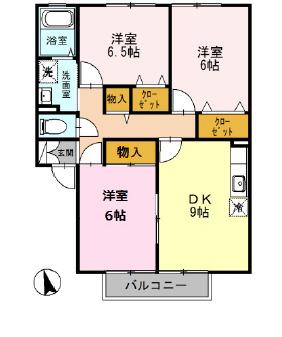 シャルマン弐番館B棟(3DK/2階)の間取り写真
