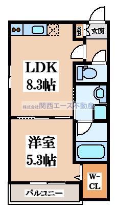 ALEGRIA若江本町ノース(1LDK/3階)の間取り写真