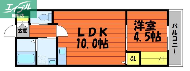 URER(1LDK/2階)の間取り写真