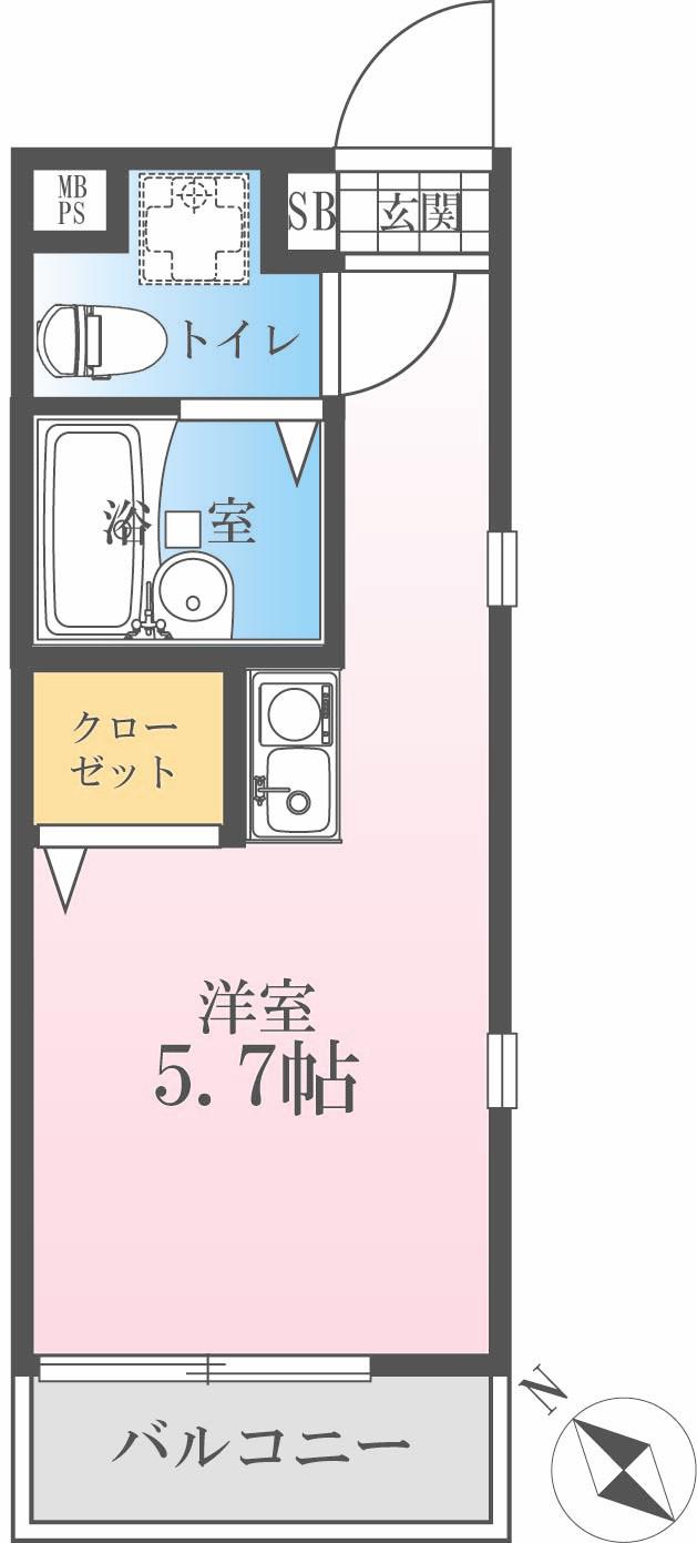 YKヴィラ川崎(ワンルーム/3階)の間取り写真