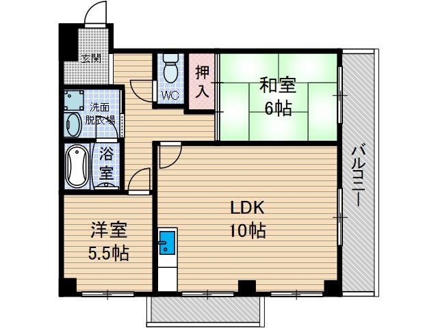 コンプリーションⅡ(2LDK/1階)の間取り写真