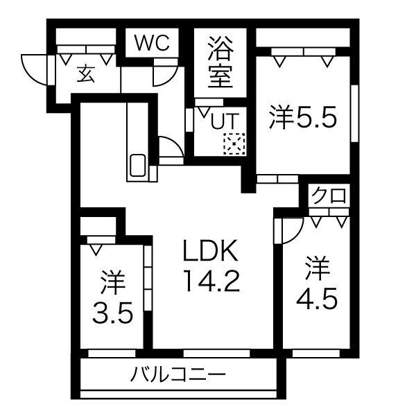 サクラブール手稲前田(3LDK/2階)の間取り写真