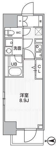 THEパームス熊野前(1K/6階)の間取り写真