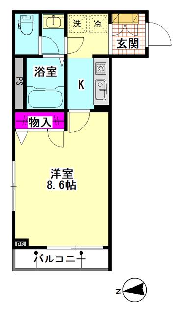 ヴィータフェリーチェ(1K/1階)の間取り写真