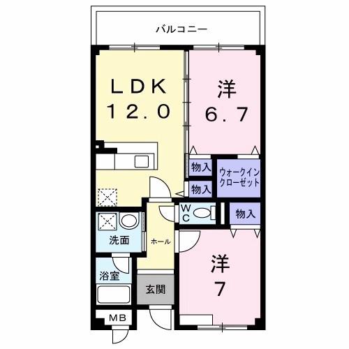 ポラリスA棟(2LDK/2階)の間取り写真