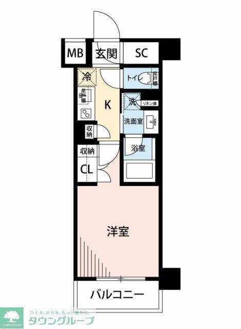 マイナビSTAY川崎殿町ウエスト(1K/4階)の間取り写真