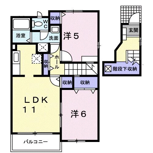 ヴェルドミールIII(2LDK/2階)の間取り写真