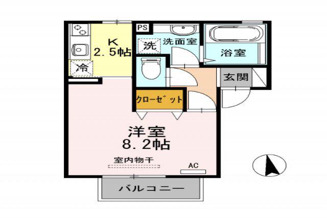 メルベーユ(1K/2階)の間取り写真