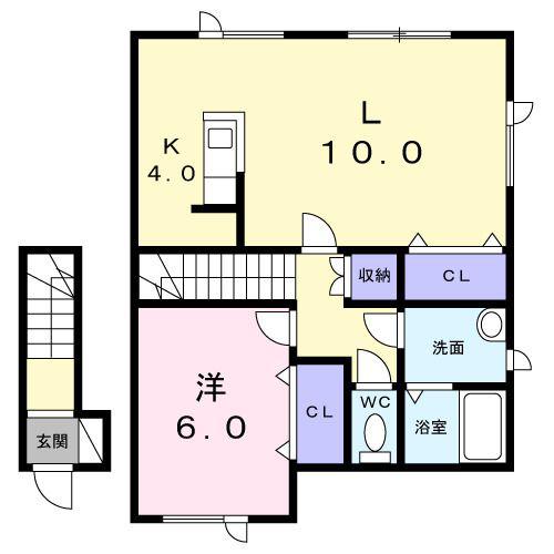 メゾンボヌール(1LDK/2階)の間取り写真