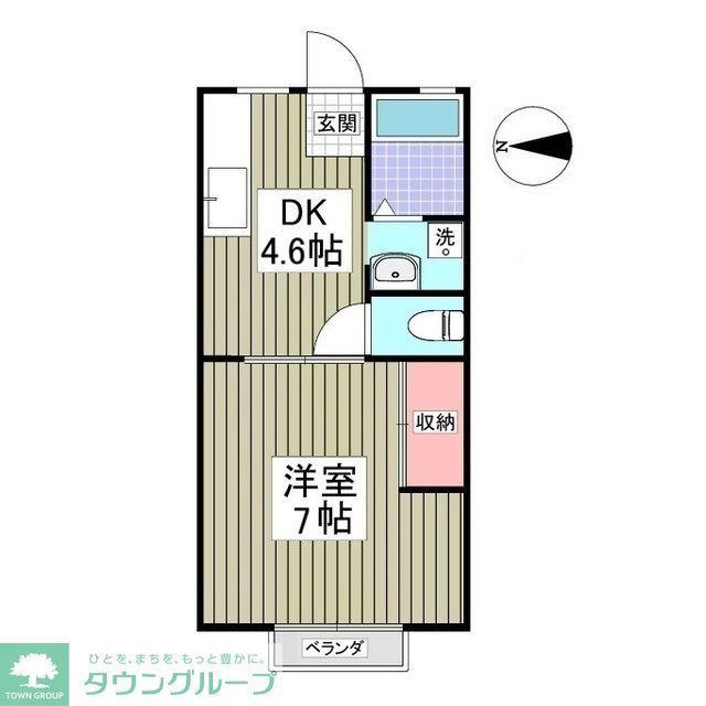 大川ハイツ(1K/2階)の間取り写真